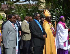 Rev. Dr. Timothy Ndambuki with Canon peter Karanja, Stephen Kalonzo and other guests leading the procession.
